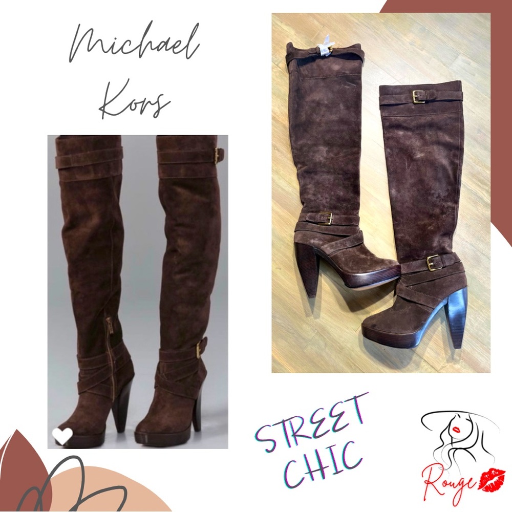 NWOT KORS Michael Kors Zanzia Suede Over the Knee Boots